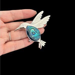 Vintage Bird Brooch with Blue oval stone